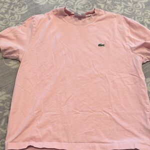 Lacoste Light Pink Short Sleeve Crewneck Tee with Green Crocodile